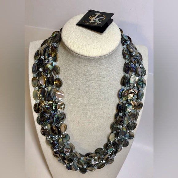 Gorgeous Designer Abalone Multi-Strand Statement Necklace - Picture 1 of 16